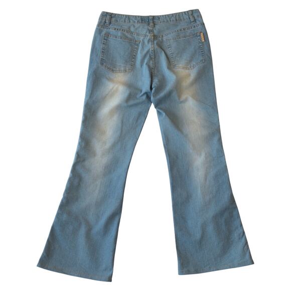 Y2K Embroidered Flare Stonewashed Denim Jeans - Size 9 (Junior) - Picture 5 of 6